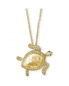 Seaside by EFFY® Diamond Turtle Pendant Necklace (1/4 ct. t.w.) in 14k Gold