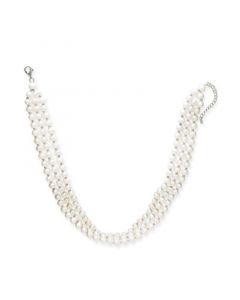 Cultured Freshwater Pearl (5mm) Three Strand 14" Choker Necklace in Sterling Silver