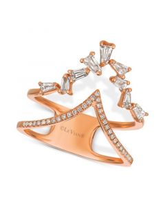 Baguette Frenzy Diamond Double "V" Ring (1/2 ct. t.w.) in 14k Rose Gold