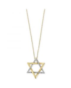 D'Oro by EFFY® Diamond Star of David Pendant Necklace (1/10 ct. t.w.) in 14k Gold