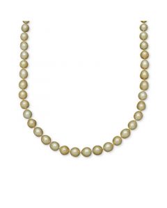 Pearl Necklace, 14k Gold Golden South Sea Pearl Oval Strand (10-12mm)