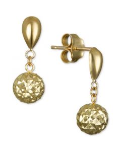 Textured Drop Earrings in 10k Gold