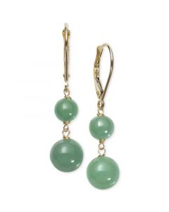 Dyed Jade  (6 & 8mm) Beaded Drop Earrings in 14k Gold