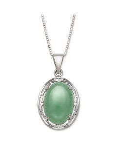 Dyed Jade  Greek Key Pendant Necklace in Sterling Silver