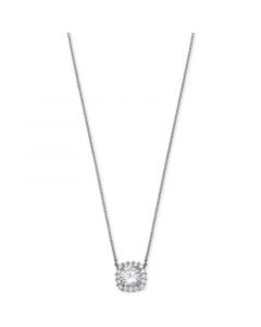 Cubic Zirconia Halo Pendant Necklace in Sterling Silver, Created for Macy's