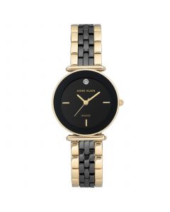 Women's Diamond-Accent Gold-Tone & Black Ceramic Bracelet Watch 30mm