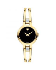 Women's Swiss Amorosa Diamond-Accent Gold-Tone PVD Stainless Steel Bangle Bracelet Watch 24mm