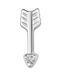 Diamond Accent Arrow Single Stud Earring in 14k White Gold