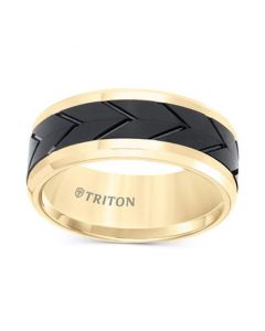 Men's Black Tread Design Band in Tungsten Carbide