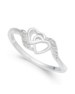 Diamond Interlocked Heart Ring (1/10 ct. t.w.) in Sterling Silver