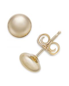 14k Gold Earrings, Flat Ball Stud (5mm)