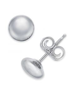 14k White Gold Earrings, Flat Ball Stud (5mm)