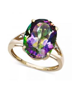 Amethyst (5 ct. t.w.) and Diamond Accent Oval Ring in 14k Gold (Also Available in Mystic Topaz, Blue Topaz, & Prasolite)