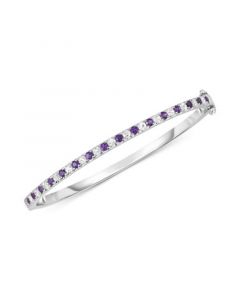 Amethyst (1 ct. t.w.) & White Topaz (1-3/8 ct. t.w.) Bangle Bracelet in Sterling Silver