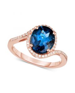 London Blue Topaz & Diamond (1/6 ct. t.w.) Ring in 14k Rose Gold