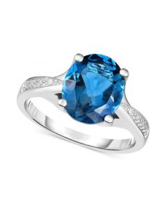 London Blue Topaz (3-5/8 ct. t.w.) & Diamond Accent Ring in 14k White Gold