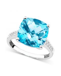 Blue Topaz (7-3/4 ct. t.w.) & Diamond Accent Ring in 14k Gold (Also in Green Quartz)