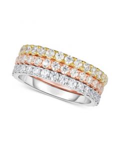 3-Pc. Set Tri-Tone Cubic Zirconia Stacking Bands