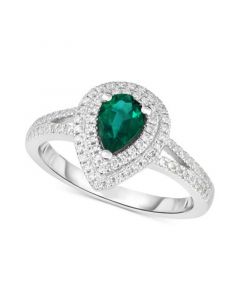 Emerald (5/8 ct. t.w.) & Diamond (1/3 ct. t.w.) Ring in 14k White Gold