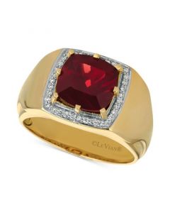 Gents™ Men's Pomegranate Garnet™ (4-3/8 ct. t.w.) & Diamond (1/6 ct. t.w.) Ring in 14k Gold