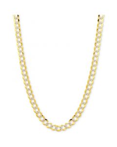 20" Two-Tone Open Curb Link Chain Necklace in Solid 14k Gold & White Gold