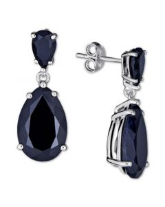 Black Sapphire Teardrop Drop Earrings (10 ct. t.w.) in Sterling Silver