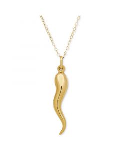 Polished Cornicello Horn 18" Necklace in 10k Gold