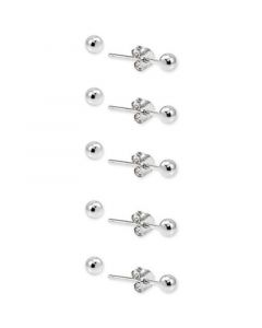 5-Pc. Set Small Ball Stud Earrings in Sterling Silver, Created for Macy's