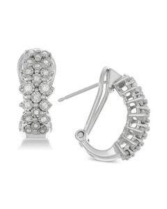 Diamond Cluster Hoop Earrings (1/2 ct. t.w.) in Sterling Silver