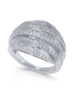 Diamond Multi-Row Cluster Ring (1 ct. t.w.) in Sterling Silver