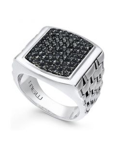 Men's Sterling Silver Ring, Black Sapphire Square (2 ct. t.w.)