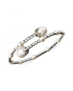 Pearl Bracelet, Sterling Silver Cultured Freshwater Pearl (4-1/2mm and 8-1/2mm) Sparkle Bead Cuff Bracelet