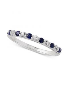 Sapphire (1/3 ct. t.w.) & White Sapphire Ring (1/4 ct. t.w.) in 14k White Gold