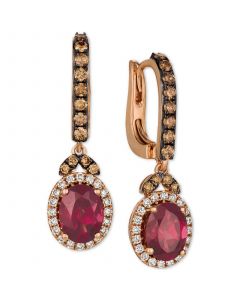 Raspberry Rhodolite® (2-3/4 ct. t.w.) & Diamond (3/4 ct. t.w.) Drop Earrings in 14k Rose Gold