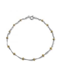 Beaded Singapore Chain Bracelet in Sterling Silver & 18k Gold-Plate, Created for Macy's