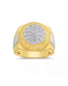 Men's Diamond Two-Tone Circle Cluster Style Ring (1/10 ct. t.w.) in 18k Gold-Plate  Sterling Silver (Also in Sterling Silver)