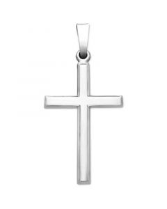 14k White Gold Pendant, Traditional Cross