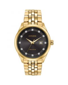 Men's Eco-Drive Corso Diamond-Accent Gold-Tone Stainless Steel Bracelet Watch 41mm