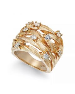 D'Oro by EFFY® Diamond Woven Ring (1 ct. t.w.) in 14k White, Yellow, or Rose Gold