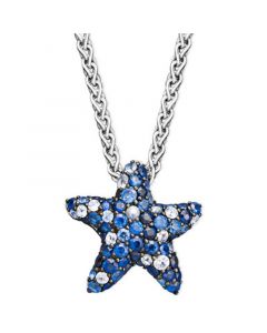 Sapphire Splash by EFFY® Multicolor Sapphire Pave Starfish Pendant Necklace in Sterling Silver (2-3/4 ct. t.w.)