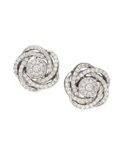 14k White Gold Diamond Pave Knot Earrings (1 ct. t.w.), Created for Macy's