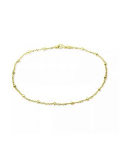 Beaded Singapore Link Ankle Bracelet in 18k Gold-Plated Sterling Silver, Created for Macy's