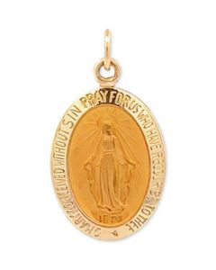 Oval Miraculous Medal Pendant in 14k Gold