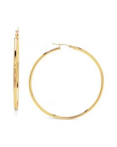 14k Gold Earrings, Large Polished Hoop, 2-1/4 inches