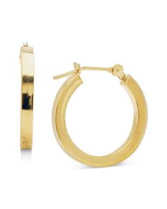 14k Gold Earrings, Polished Square Hoops (17mm)