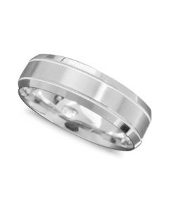 Men's 14k White Gold Ring, Engraved 6mm Band (Size 6-13)