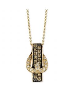 White Diamond Accent and Chocolate Diamond (1/2 ct. t.w.) Buckle Pendant Necklace in 14k Gold