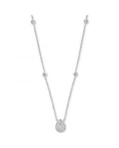 Diamond Bezel & Teardrop Cluster 18" Pendant Necklace (1/3 ct. t.w.) in 14k White Gold