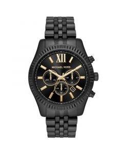 Men's Chronograph Lexington Black Stainless Steel Bracelet Watch 44mm