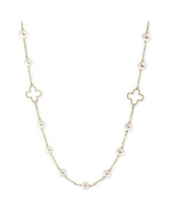 Pearl by EFFY® White Cultured Freshwater Pearl (6mm) 32" Statement Necklace in 14k Gold